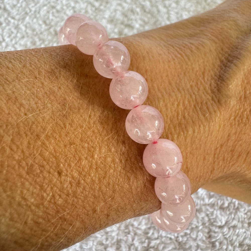 Natural Rose Quartz Bracelet Stretchy Elastic Adjustable Healing Crystals Stones